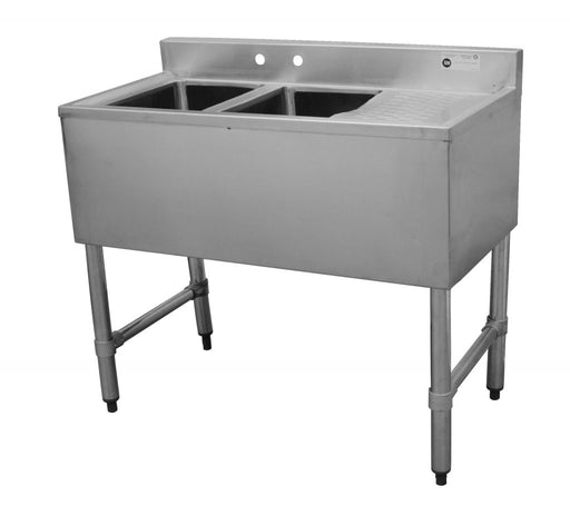 Serv-Ware BAR2B36-R-CWP Two Compartment 26 inch Underbar Right Drainboard