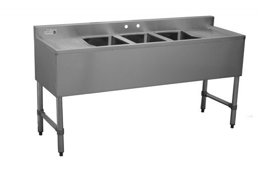 Serv-Ware BAR3B60-LR-CWP Three Compartment 60 inch Underbar Left and Right Drainboard