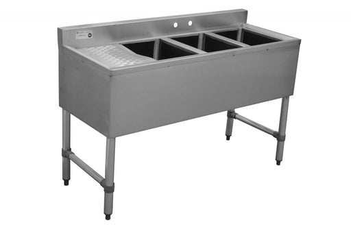 Serv-Ware BAR3B48-L-CWP Three Compartment 48 inch Left Drainboard