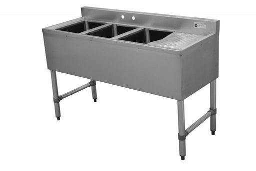 Serv-Ware BAR3B48-R-CWP Three Compartment 48 inch Right Drainboard