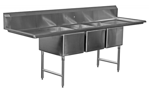 Serv-Ware 3CWPH20282-30 Heavy Duty 124 inch Three Compartment Sink