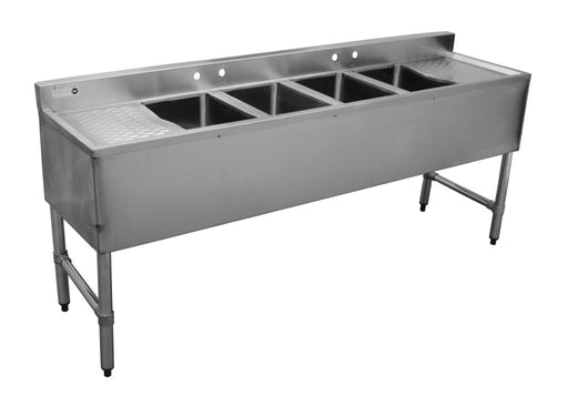 Serv-Ware BAR4B72-LR-CWP Four Compartment 72inch Underbar Left and Right Drainboard