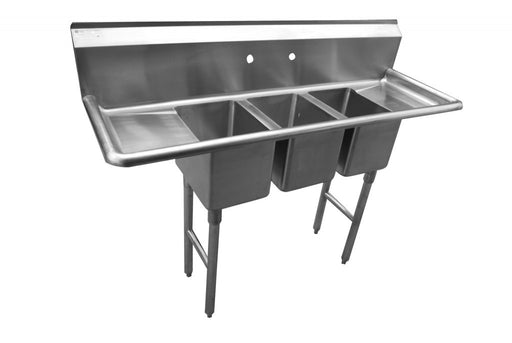 Serv-Ware CS3CWP1410218 Three Compartment Deli Sink 70 inch